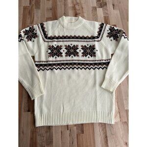 American Vintage Men's Ski Sweater Knit Alpine Nordic Snowflakes Mock Neck XL